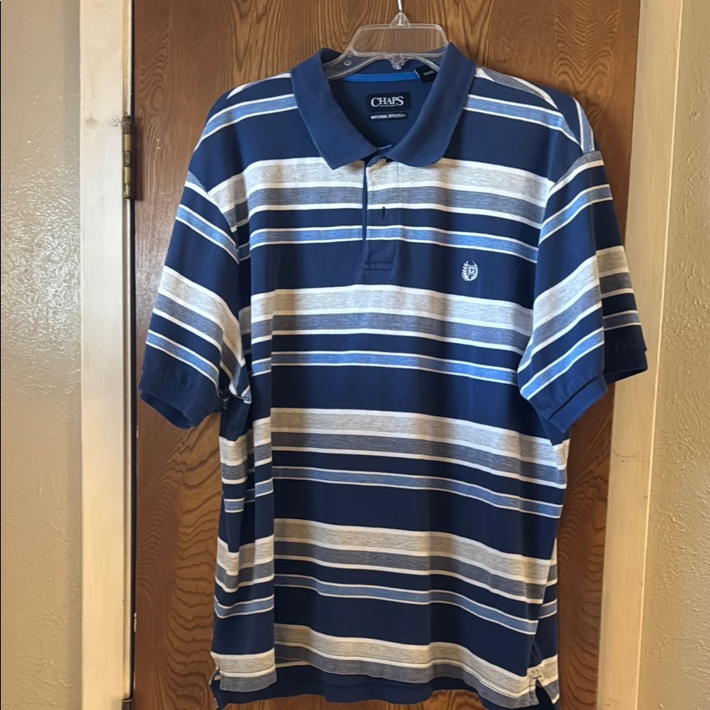 Chaps Men's Blue Striped Polo Shirt